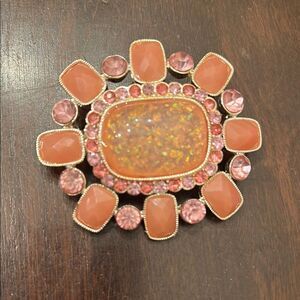 Ornate Pink Sparkly Floral Brooch